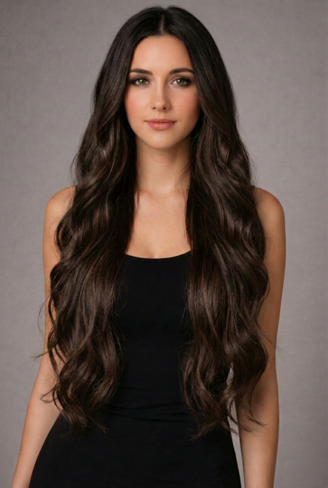Tape-In 24" 55g Professional Hair Extensions - #1C Espresso Brown (aka Mocha Brown)