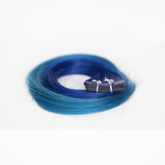 Tape-in 18” 25 grams (10 Pack) Professional Hair Extensions VIVIDS #54/26 Ombré Royal Blue (dark blue on top to light blue on bottom) By Garyn Santos
