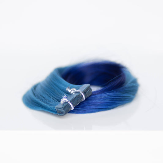Tape-in 18” 25 grams (10 Pack) Professional Hair Extensions VIVIDS #54/12 Ombré Teal (teal on top to dark blue) by Garyn Santos
