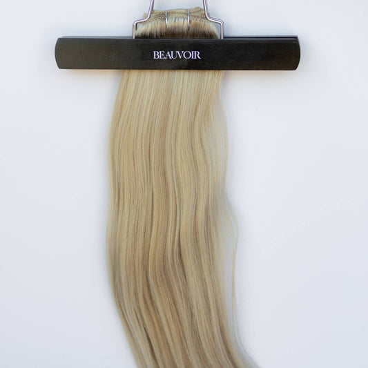 Machine-Tied Weft 28" 180g Single Donor Virgin - #80/18/46 Summer Blonde (aka Piano Key White Truffle)