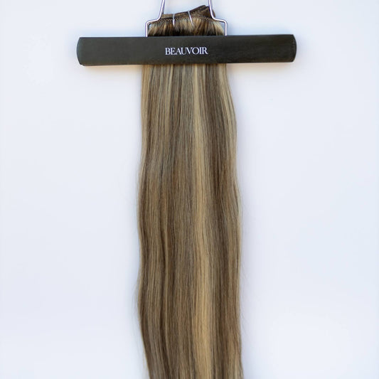 Machine-Tied Weft 20" 145g Single Donor Virgin - #4/27 Chocolate Brulé (aka Highlight Chocolate Brown)