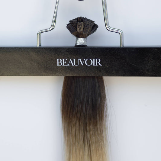K-Tip 24" 25g Pro Blend Hair Extensions - #2/18 Café Noir Balayage (aka Balayage Dark Brown/Dirty Blonde)