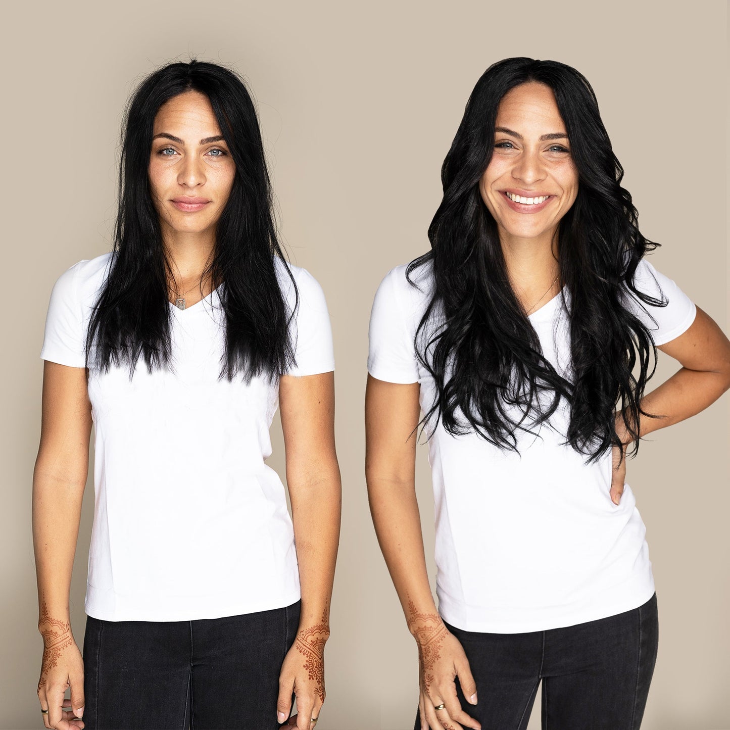 The Sophia - #1 Noir (aka Jet Black) 18" Seamless Clip-In Hair Extensions (Volume Bundle)