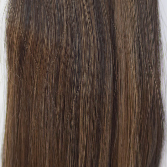 Genius (Micro) Weft 22" 88g Pro Blend Hair Extensions - #1B/2/6 Dark Chocolate Caramel (aka Piano Key Chocolate Drip)