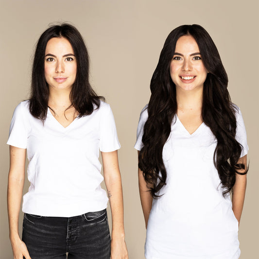 The Audrey - #1C Espresso Brown (aka Mocha Brown) 22" Seamless Clip-In Hair Extensions (Volume Bundle)