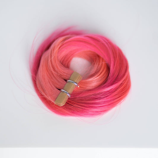 Tape-in 18” 25 grams (10 Pack) Professional Hair Extensions VIVIDS  #54/63 Ombré Soft Pink (light on top dark on bottom) by Garyn Santos