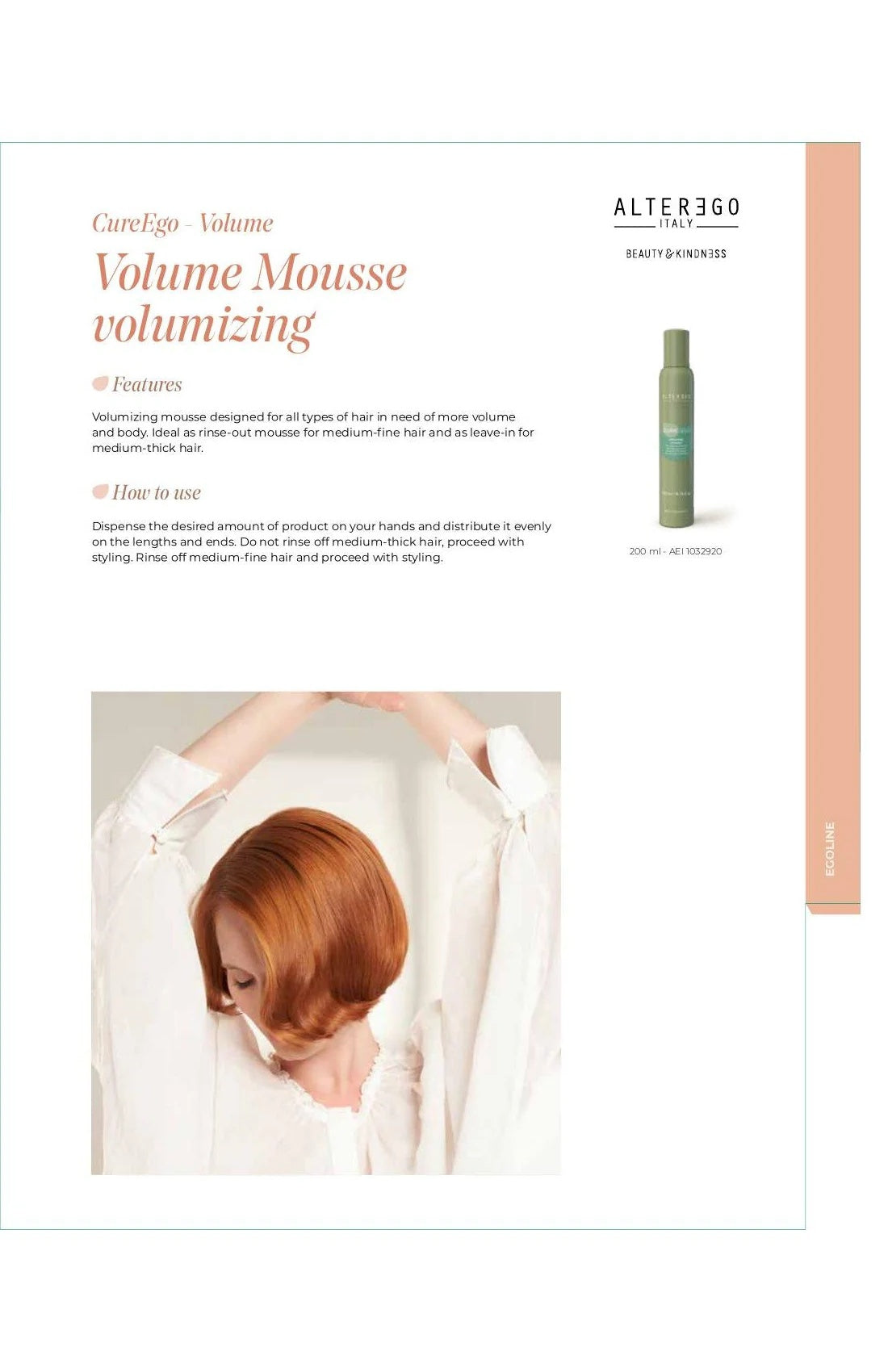 Alter Ego Italy CureEgo — Volume Mousse / 200 ml / 6.76 oz