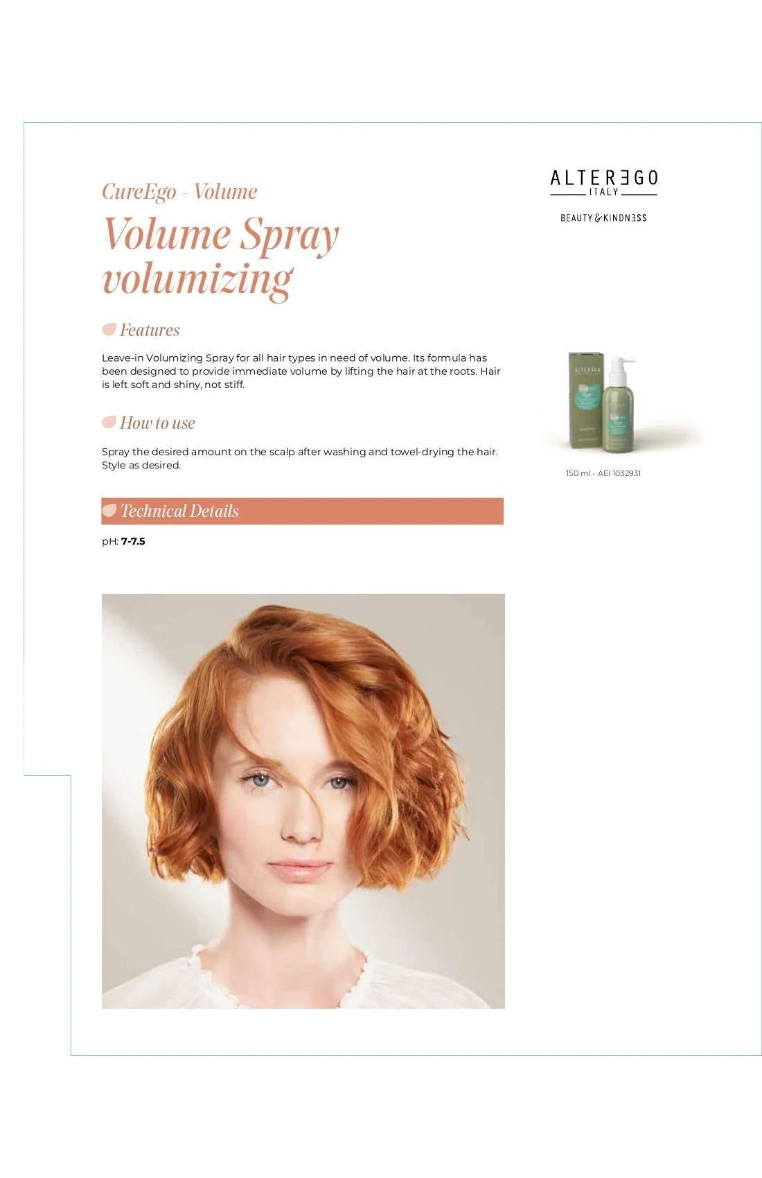 Alter Ego Italy CureEgo — Volume Spray / 150 ml / 5.07 oz