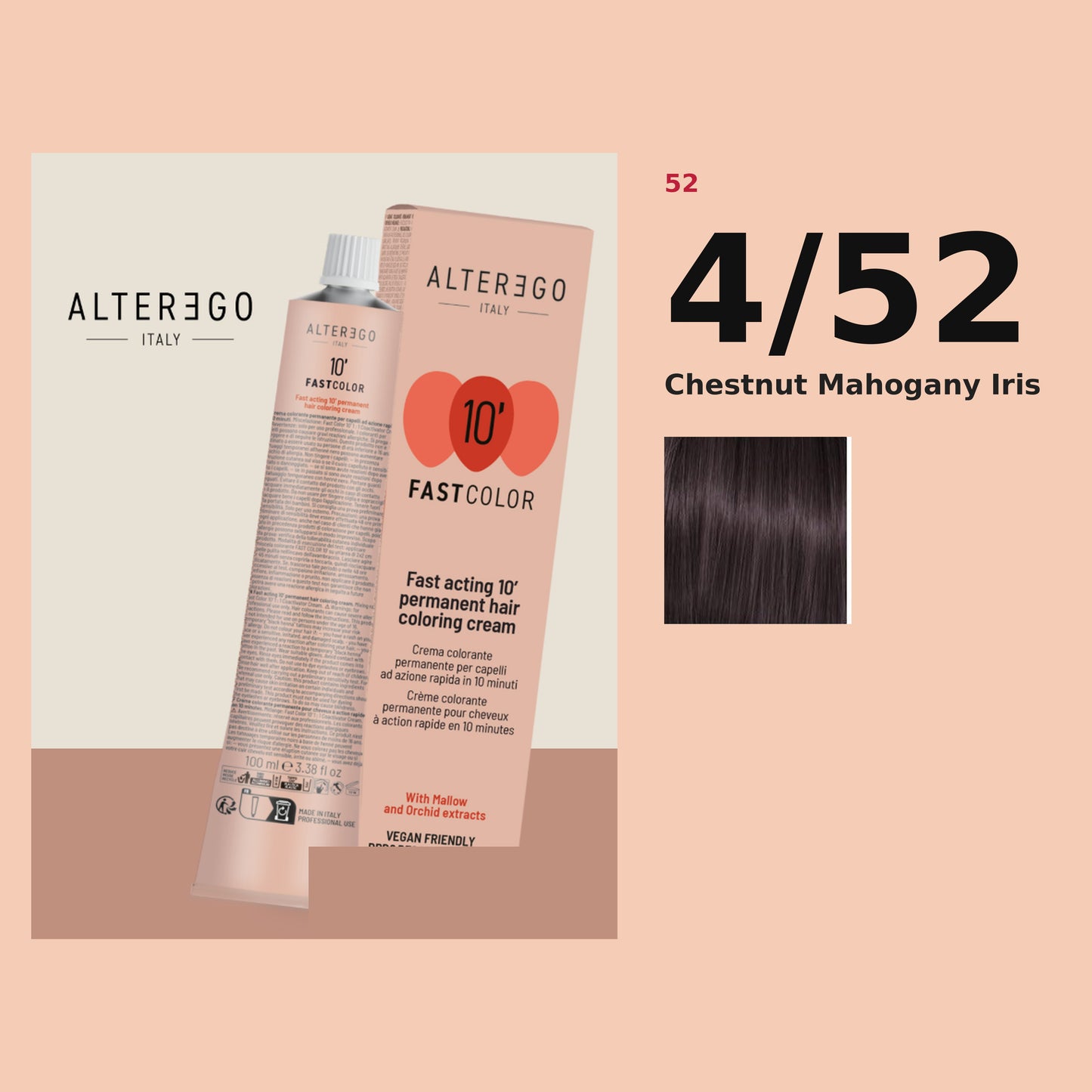 Alter Ego Italy FAST Color 10' 4/52 Chestnut Mahogany Iris hair color