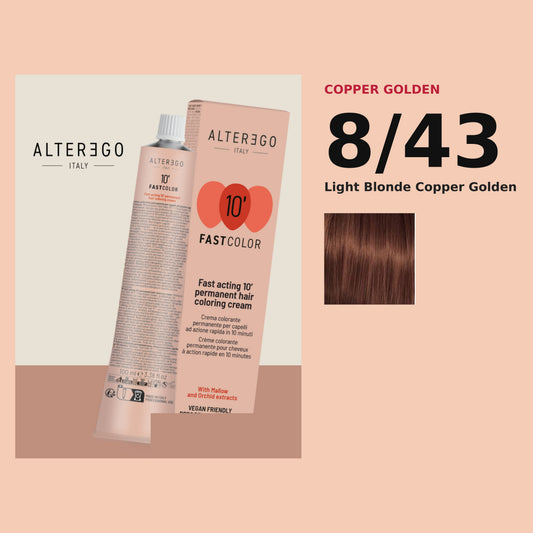 Alter Ego Italy FAST Color 10' 8/43 Light Blonde Copper Golden hair color