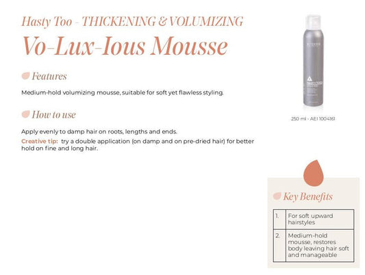 Alter Ego Italy Create & Texturize — Thickening & Volumising - Vo-Lux-Ious Mousse - 250 ml / 8.45 oz