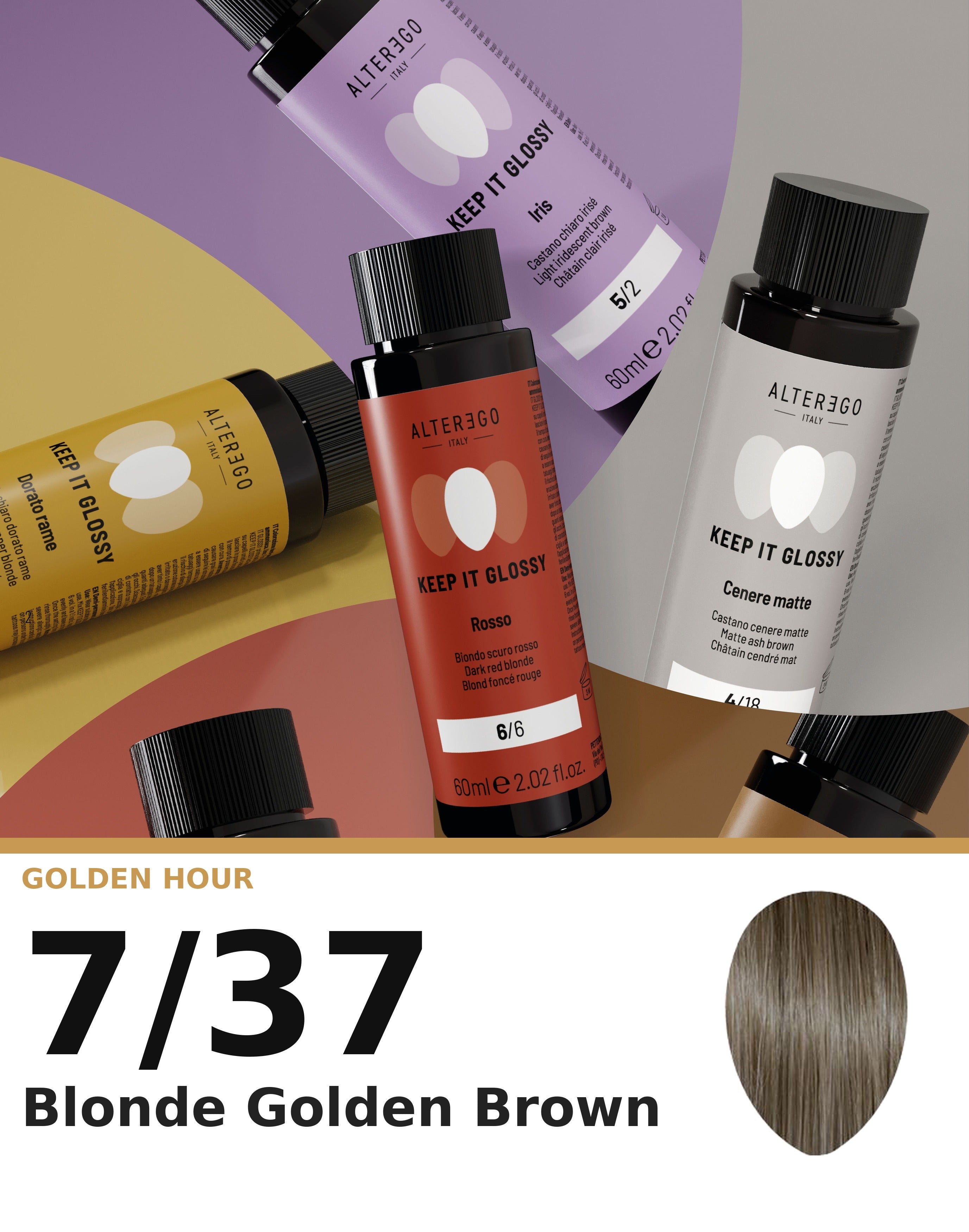 Alter Ego Italy Keep It Glossy 7/37 Blonde Golden Brown — 60ml Demi ...