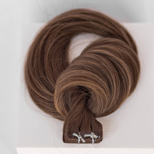 Tape-In 24" 55g Professional Hair Extensions - #8 Whiskey Brown (aka Ash Brown)