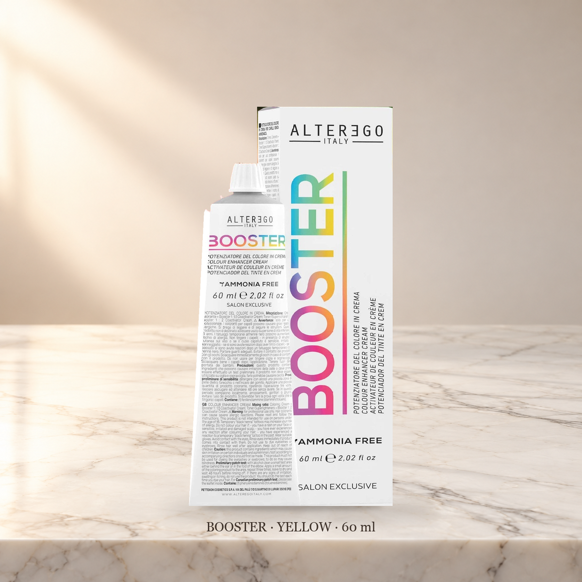Alter Ego Italy Booster — Yellow / 60 ML / 2.03 oz — product photo on marble countertop