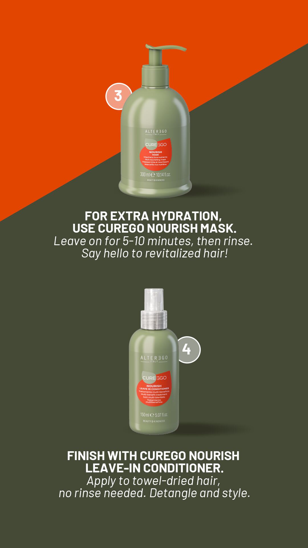 CurEgo Nourish Mask for extra hydration leave on 5-10 minutes steps 3 and 4