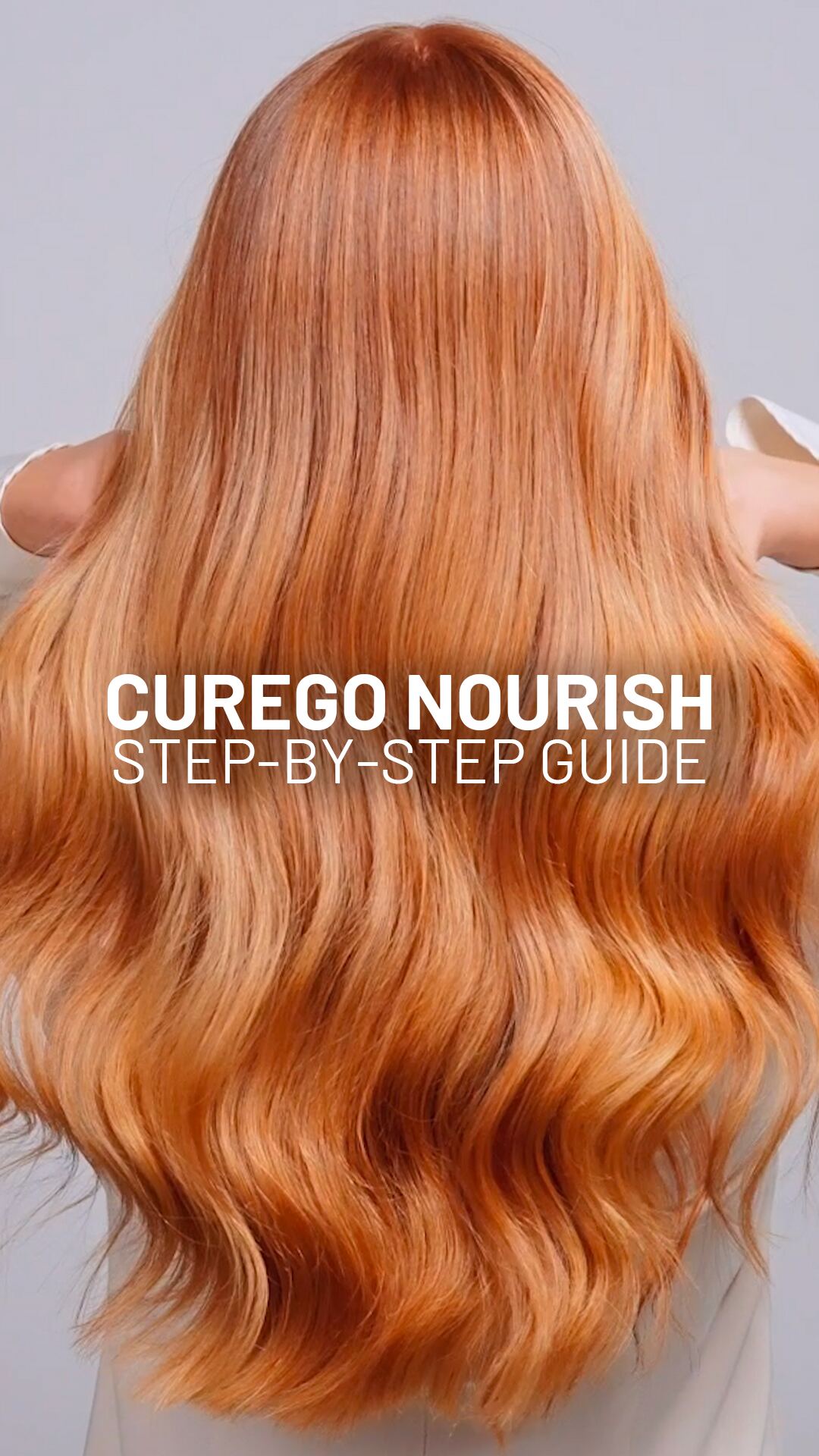 CurEgo Nourish conditioner application steps with model and product