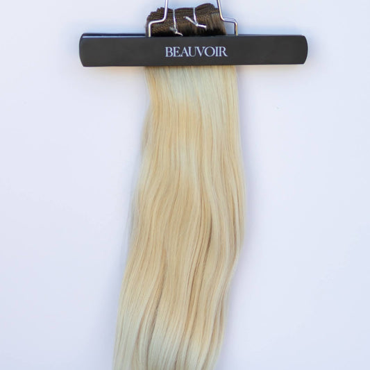 Machine-Tied Weft 22" 160g Pro Blend Hair Extensions - #T1CC/80 Smokey Blonde (aka Cool Mochachino Brown/White Blonde)