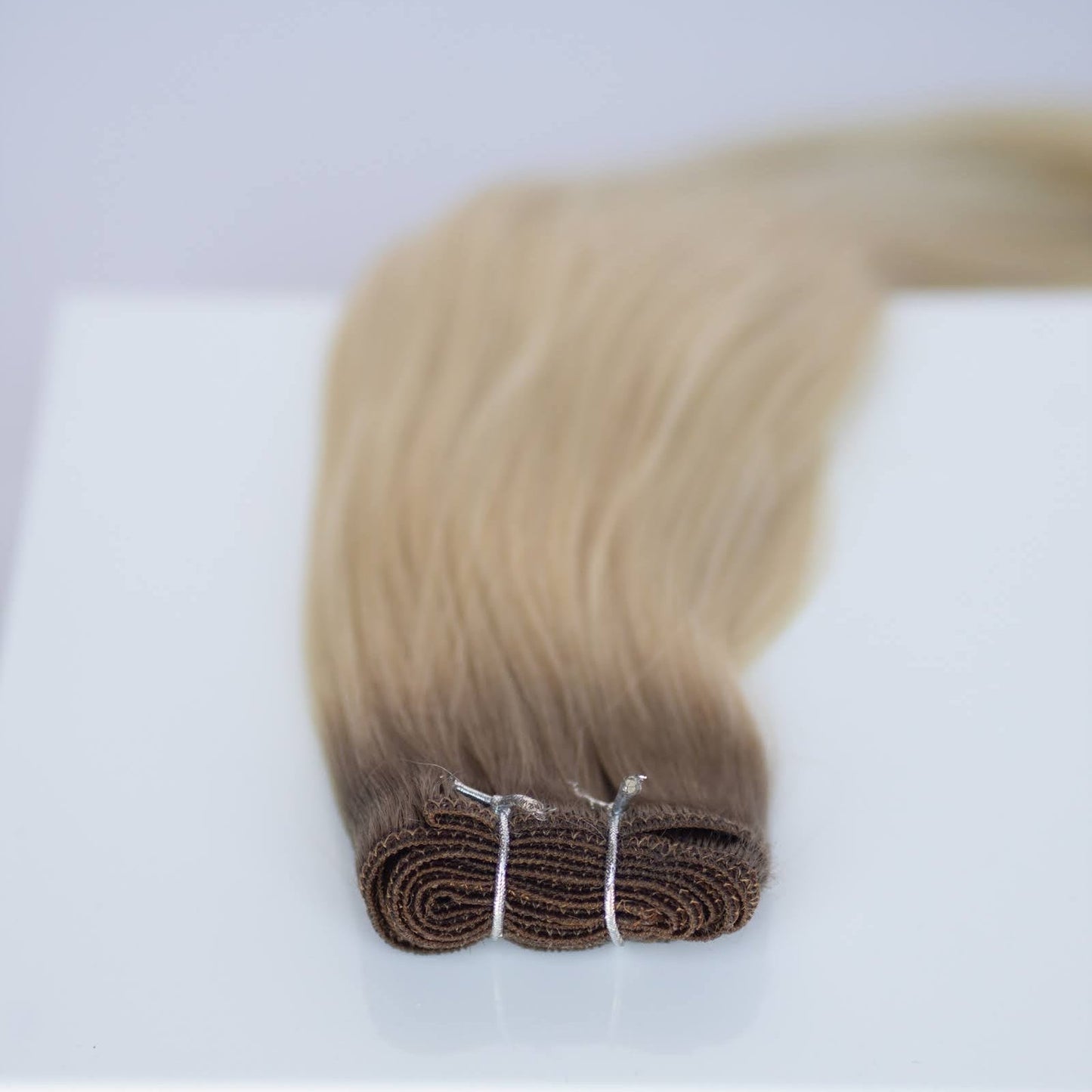 Machine-Tied Weft 20" 145g Pro Blend Hair Extensions - #T1CC/80 Smokey Blonde (aka Cool Mochachino Brown/White Blonde)