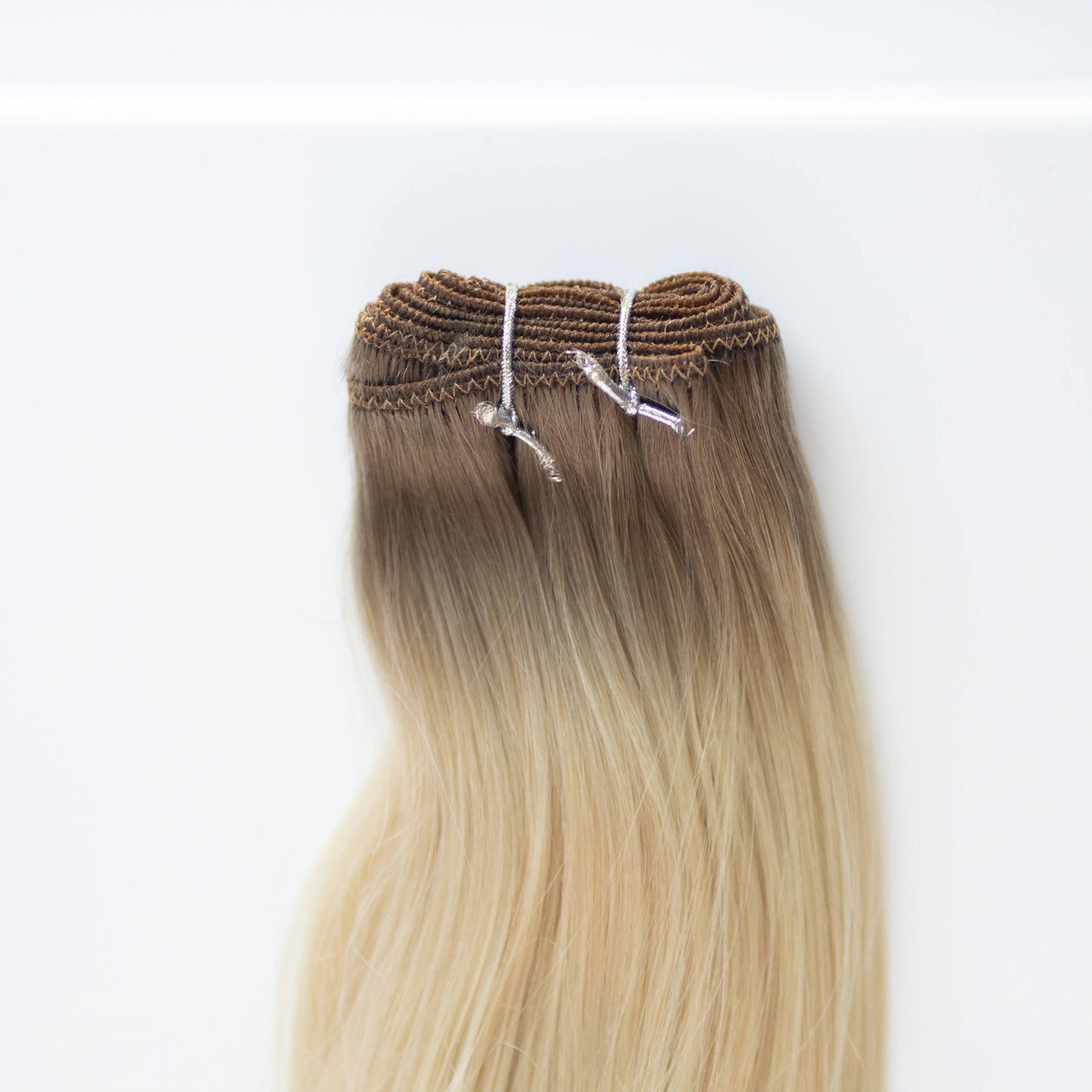 Machine-Tied Weft 20" 145g Pro Blend Hair Extensions - #T1CC/80 Smokey Blonde (aka Cool Mochachino Brown/White Blonde)