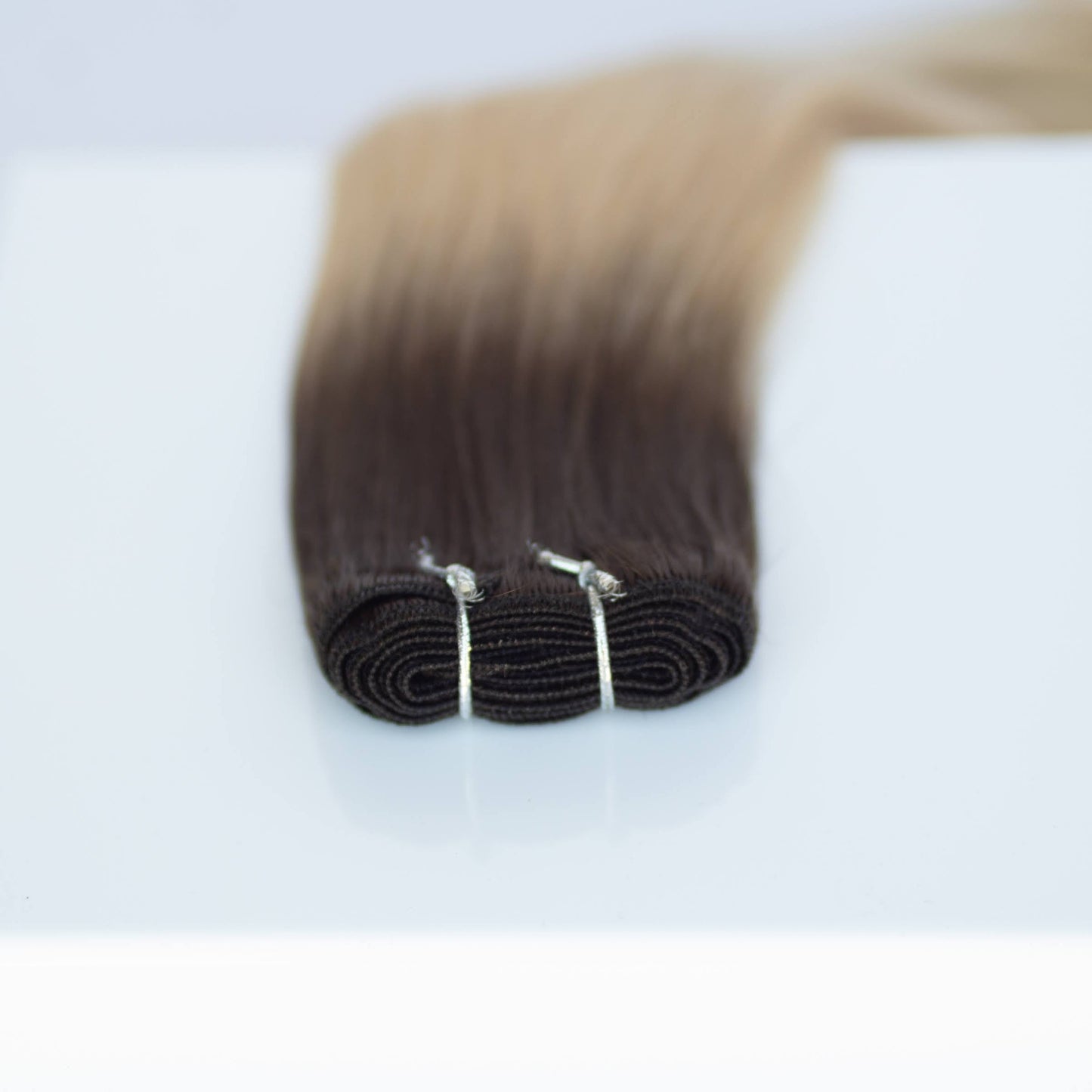 Machine-Tied Weft 16" 120g Pro Blend Hair Extensions - #2/18 Café Noir Balayage (aka Balayage Dark Brown/Dirty Blonde)