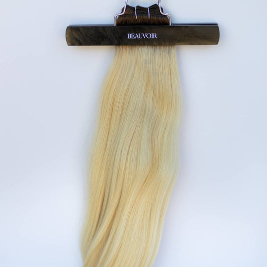 Machine-Tied Weft 22" 160g Pro Blend Hair Extensions - #T3/60 Cocoa Rooted Blonde (aka Rooted Walnut Brown/Ash Blonde)