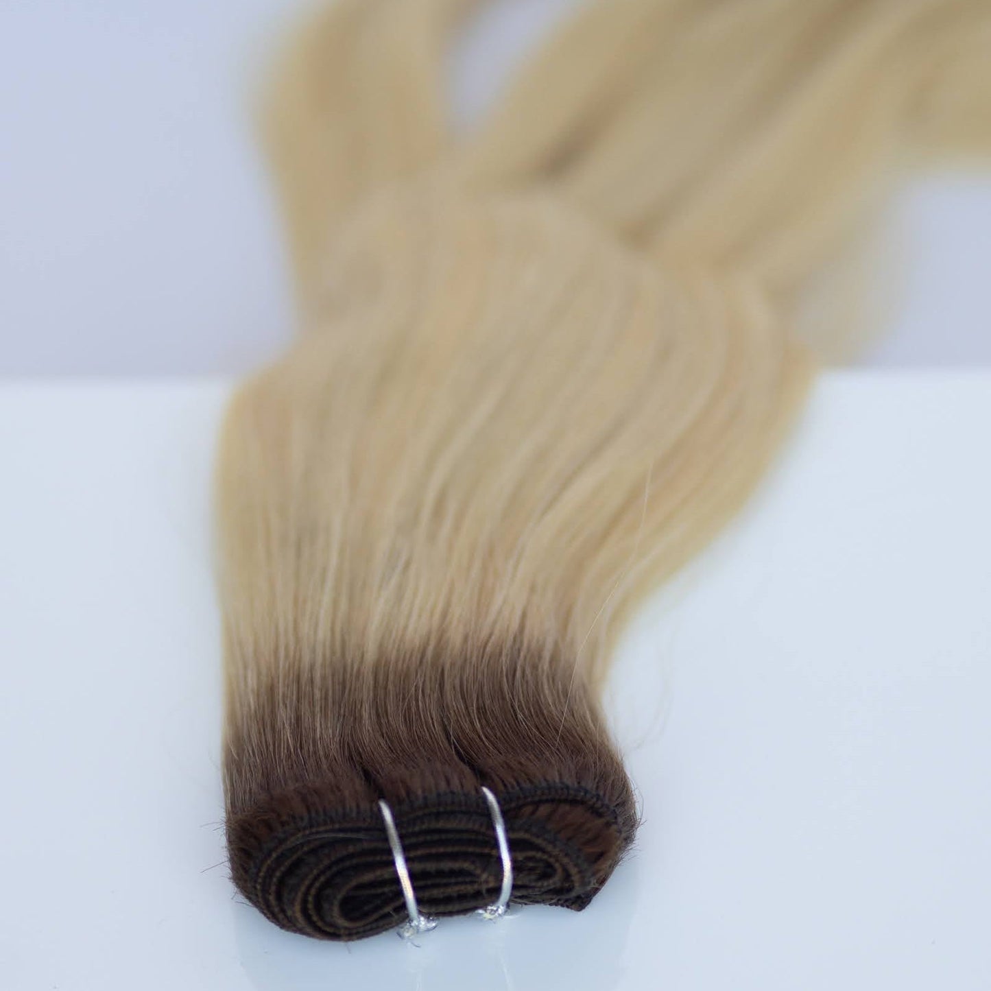 Machine-Tied Weft 22" 160g Pro Blend Hair Extensions - #T3/60 Cocoa Rooted Blonde (aka Rooted Walnut Brown/Ash Blonde)