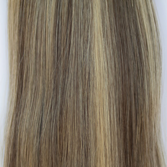 Machine-Tied Weft 16" 120g Professional Hair Extensions - #4/27 Chocolate Brulé (aka Highlight Chocolate Brown)