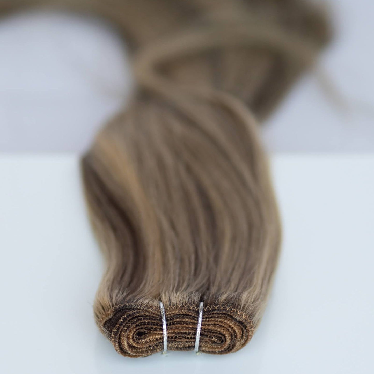 Machine-Tied Weft 24" 170g Single Donor Virgin - #4/27 Chocolate Brulé (aka Highlight Chocolate Brown)