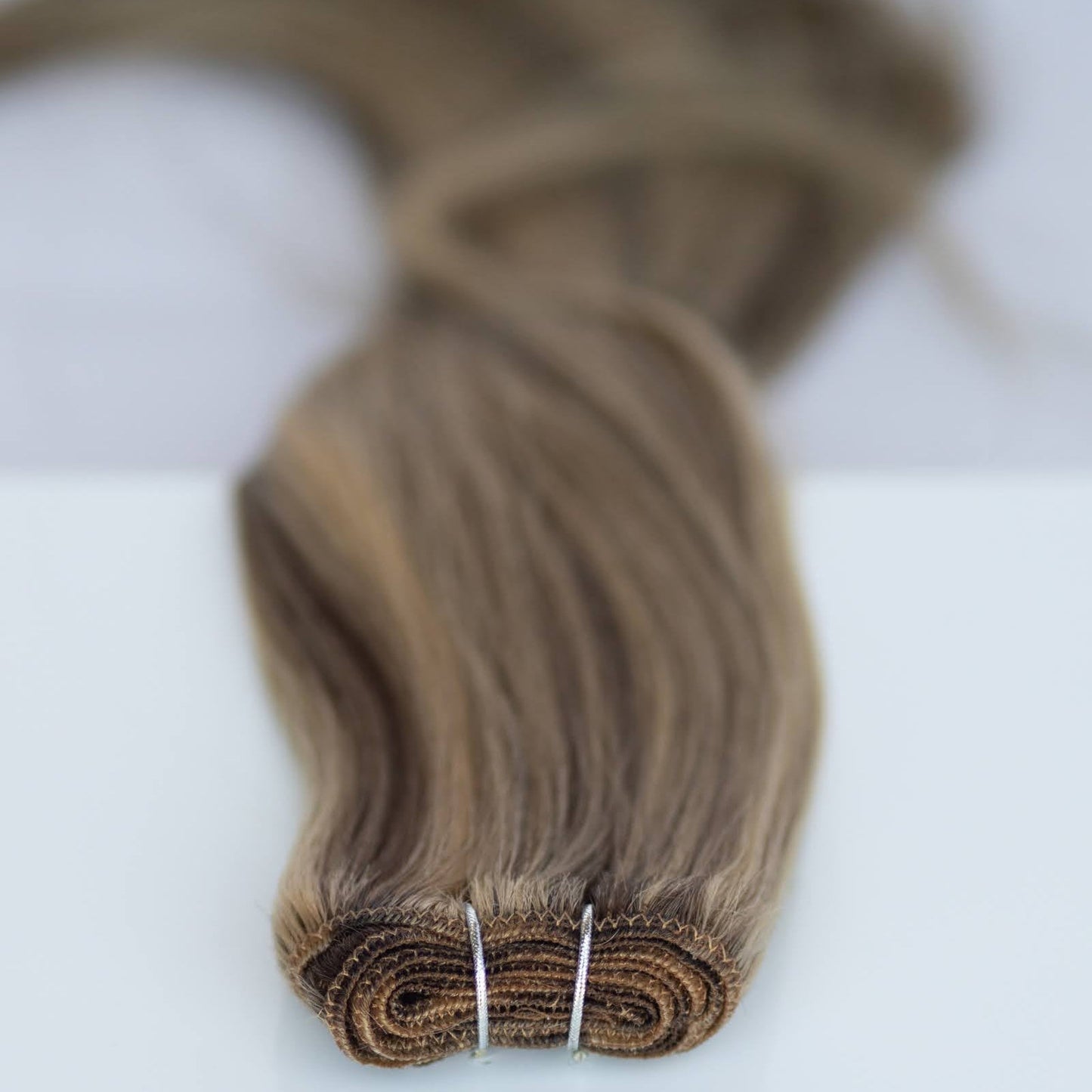Machine-Tied Weft 20" 145g Professional Hair Extensions - #4/27 Chocolate Brulé (aka Highlight Chocolate Brown)
