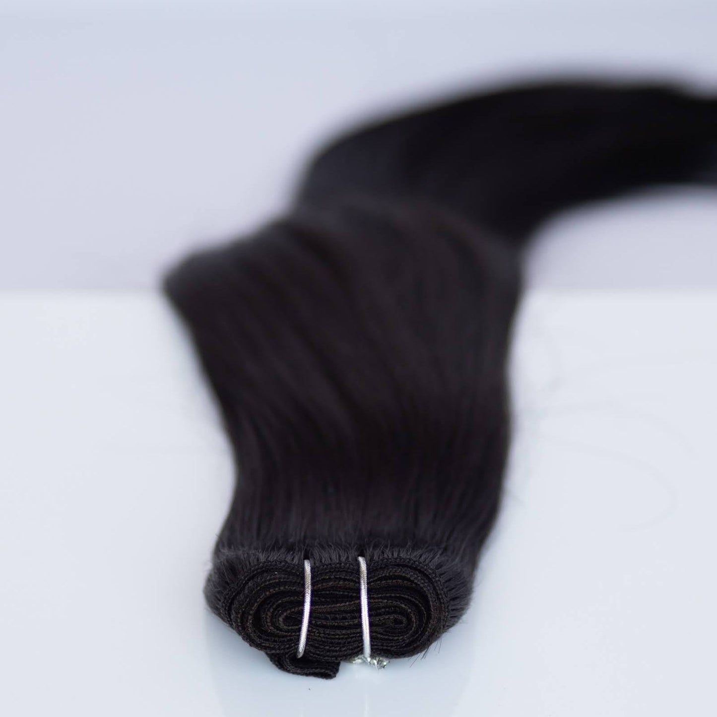 Machine-Tied Weft 28" 180g Pro Blend Hair Extensions - #1B Midnight (aka Off Black)