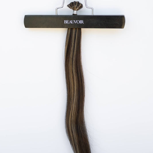 K-Tip 24" 25g Pro Blend Hair Extensions - #1B/2/6 Dark Chocolate Caramel (aka Piano Key Chocolate Drip)