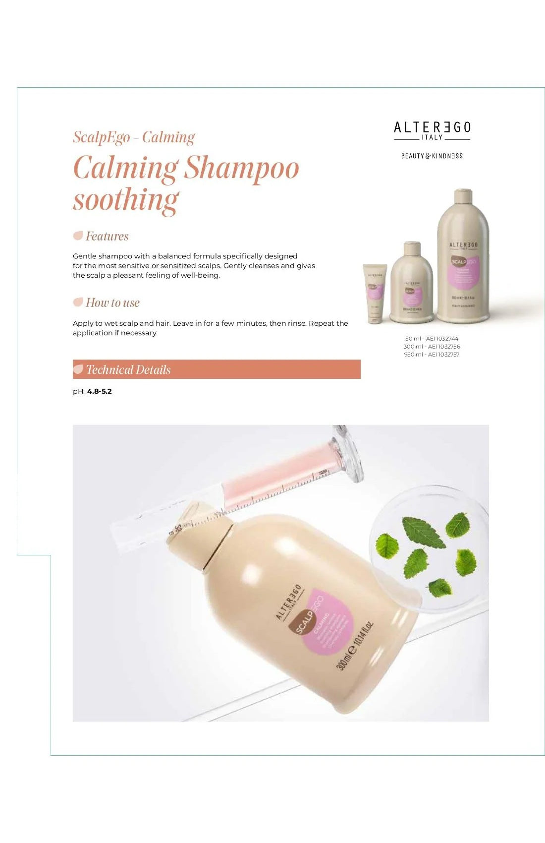 Alter Ego Italy ScalpEgo — Calming Shampoo / 950 ML / 32.1 oz