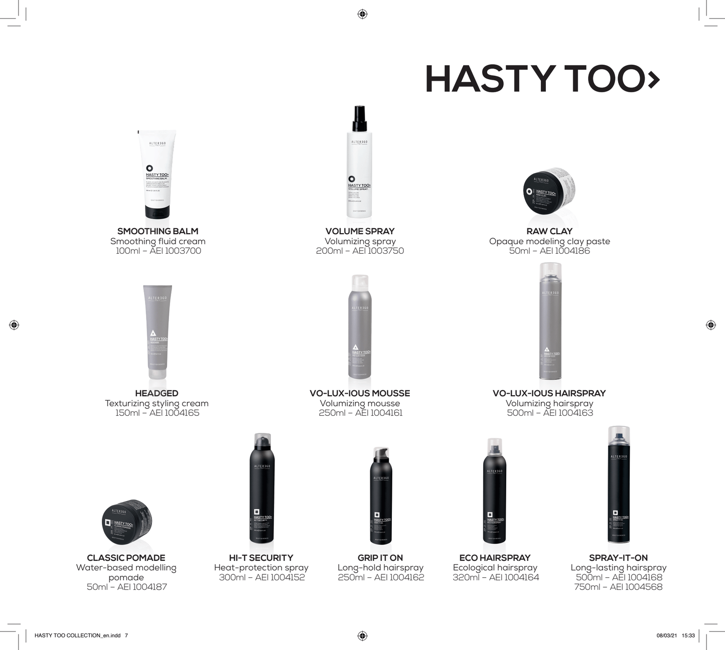 ALTER EGO ITALY- HASTY TOO STYLING SERIES - Classic Pomade Water Based