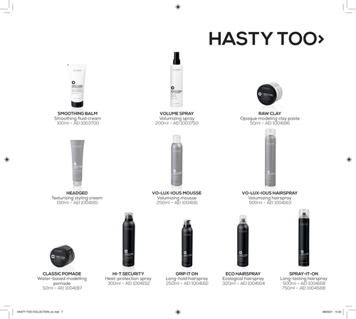 ALTER EGO ITALY- HASTY TOO STYLING SERIES (Select product from dropdown list)